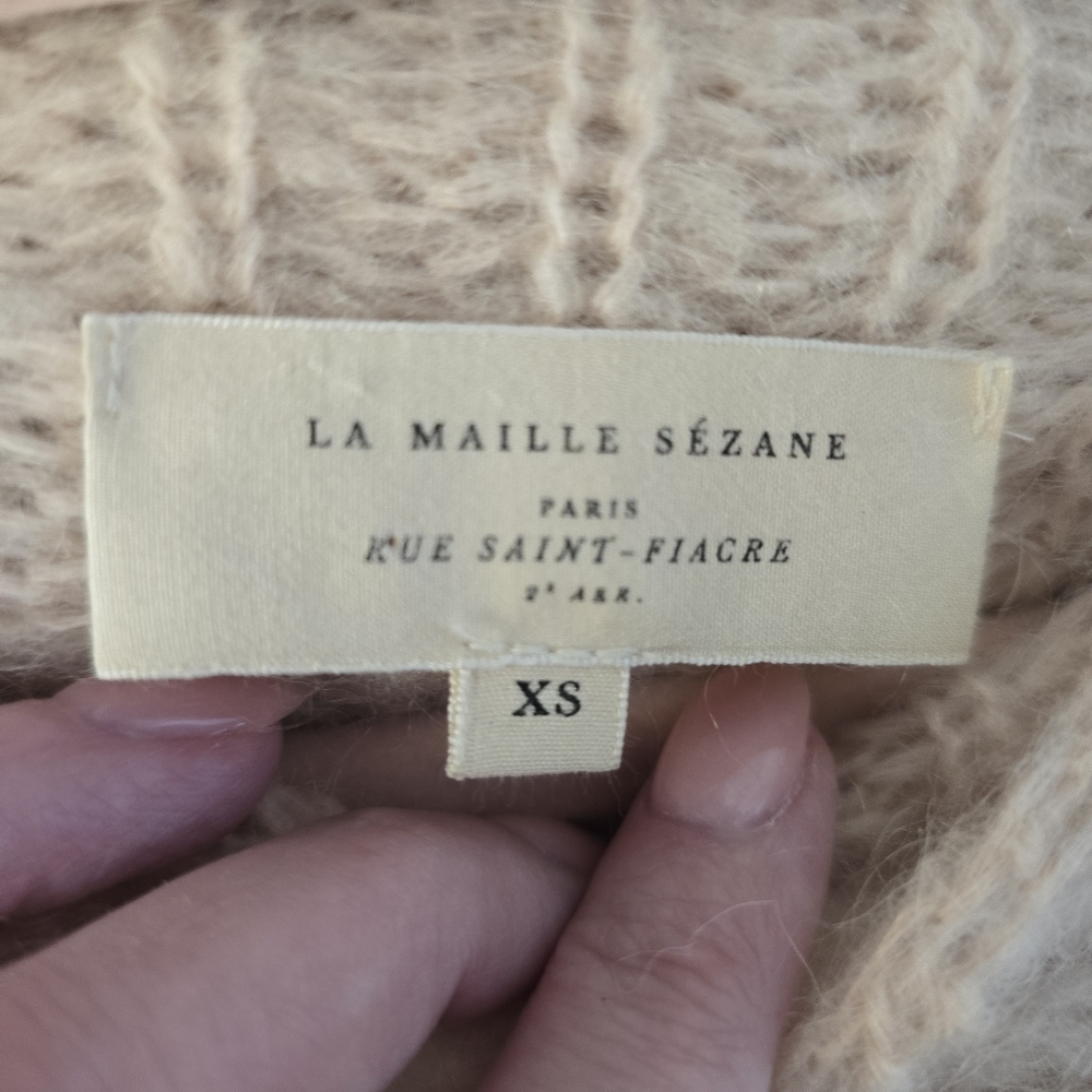 Sezane La Maille Pull Orich Super Kid Mock Neck Sweater Balloon Sleeves Size XS - Picture 7 of 7
